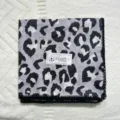 Vintage cotton leopard print square scarf featuring elegant black lace trim for women. - Code 50
