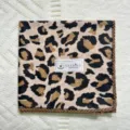Cotton leopard print square scarf with lace border, vintage style handkerchief and hair band. - Code 51