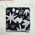 Black and white floral cotton scarf with delicate lace trim, versatile fashion accessory. - Code 52