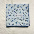 Korean vintage cotton floral handkerchief with blue lace trim, pastoral style hair band. - 56#