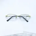 Montatura per occhiali semicerchiata in metallo da uomo vista dettaglio ottica quadrata - Oro Lucido