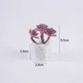 Pianta succulenta artificiale in mini vaso trasparente, ideale per decorare la scrivania. - Cactus a palla viola in vaso