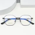 Polygon titanium eyeglasses frame anti-blue light optical glasses for daily wear and office use. - Bright Black
