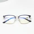 Men's anti-blue light square eyeglasses frame, half-rim black and gold optical glasses. - Bright Black Gold / Anti blue light