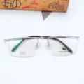 Montatura per occhiali da uomo business mezza montatura, dettaglio montatura metallo. - Argento Bianco