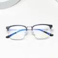 Men's stylish anti-blue light half-rim square glasses frame optical eyewear model 4232 - Shiny Black Silver Frame / Anti blue light