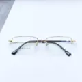 Montatura per occhiali semi-rimless in metallo dorato grande occhiale da vista quadrato - Oro Lucido / Plano