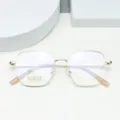 Montura de gafas poligonal retro de titanio para hombre y mujer, ligera y elegante. - Oro Brillante