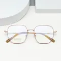 Rose gold beta titanium multi-sided frame glasses stylish optical eyewear daily wear - Milk Coffee