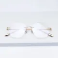 Monture de lunettes métallique polygonale sans contour avec coupe diamant pour adultes. - Or Brillant