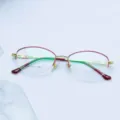 Women half frame business metal eyeglasses red and gold optical frame eyewear 53mm. - Red Edges with Gold Frame