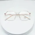 Fashion polygon optical glasses frame anti blue light transparent pink metal trendy eyewear 1pc - Gradient Tea