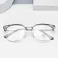 Stylish anti-blue light glasses frame for men and women, clear optical eyewear detail. - Transparent Gray