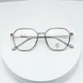 Stylish anti-blue light metal TR90 multi-sided optical eyeglasses frame for daily wear. - Transparent Gray