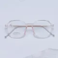 Monture de lunettes en titane polygone rose transparent, lunettes optiques M9888. - Rose Transparent