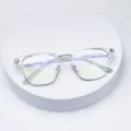 Stylish clear silver retro square glasses frame for men and women, lightweight and durable. - Clear White