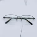 Men's business half-frame large square optical eyeglasses frame for daily wear 3027 - Bright Black