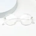 Clear transparent TR90 optical glasses frame, lightweight round anti-blue light frame for daily use. - Clear White