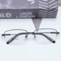 Montatura Occhiali Uomo Affari Memoria Titanio Semi-Rimless Quadrato Modello 9945 - Nero