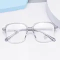 Clear polygon optical glasses frame detail, lightweight TR90 material, anti-blue light lens. - Gradient Grey