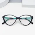Γυαλιά cat-eye κατά του μπλε φωτός με μαύρο σκελετό TR90 και πράσινους βραχίονες. - Φωτεινό Μαύρο