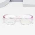 Vue détaillée de lunettes anti-lumière bleue œil-de-chat tendance avec monture TR90 rose clair - Rose Clair