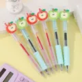 Cute apple gel pens set with soft grip, quick drying black and red ink, aesthetic stationery. - Green Rod Transparent Green Apple