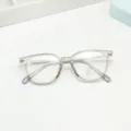 Detailed shot of lightweight clear vintage anti-blue light glasses frame, square shape. - Transparent Gray / Anti blue light