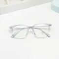 Clear square anti-blue light glasses, lightweight vintage optical frame for daily wear. - Light Gray / Anti blue light