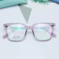 Montatura per occhiali da vista quadrata retro in TR90 da donna e uomo stile alla moda - Viola Trasparente