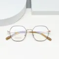 Beta Titan polygon Vintage Brillenrahmen, kleine Fassung, leichtes optisches Brillengestell. - Schwarz-Rosenrot