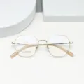 Retro polygon Titan Brille Fassung klare Gläser optische Brille für den täglichen Gebrauch - Kaffee Gold