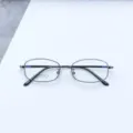 Men metal optical frame detail, small square prescription glasses frame with beta titanium temple. - Gunmetal Gray