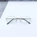 Men's titanium alloy optical glasses frame vintage small square full rim prescription eyewear - Bright Gold