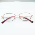 Classic beta titanium small frame glasses for women, lightweight metal optical eyewear. - Red Gold