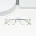Retro polygon Titan Brillenrahmen fuer Damen und Herren, leichtes optisches Design. - Silber Weiß