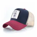 Casquette de baseball en filet pour homme écusson raton laveur style chapeau trucker - Réglable / Bordeaux
