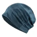 Bonnet tricoté respirant bleu homme bonnet slouchy décontracté léger couvre-chef extérieur - Taille unique / Gris Bleu