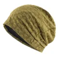 Bonnet slouchy léger et respirant avec motif texturé, couvre-chef confortable pour l'été. - Fleur Papillon(385) / Vert olive