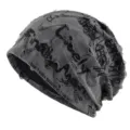 Bonnet slouchy imprimé lettres effet usé pour hommes et femmes, chapeau de loisir automne. - E382-Gris foncé