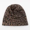 Bonnet slouchy en tricot motif léopard, chapeau pull décontracté femme printemps été. - Léopard Marron