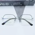 Retro polygonal semi-rimless beta-titanium prescription eyeglasses frame for daily wear. - Black Silver