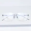 Monture de lunettes design sans cadre en titane pur grand métal coupe diamant optique - Argent Blanc
