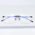 Monture de lunettes sans cadre en titane pur grand design élégant métal diamant coupe - Noir