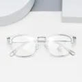 Clear frame anti-blue light glasses detail view, stylish eyewear frame for daily wear. - Clear White