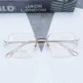 Montatura per occhiali da vista poligonale semicerchiata in titanio stile retro luce blu. - Oro rosa
