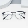 Anti-blue light glasses half frame stylish optical frame computer eyewear for daily wear - Black and Gray