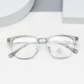 Clear lens anti blue light glasses frame minimalist browline designer eyewear for daily use. - Transparent Gray