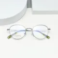 Vintage round titanium optical glasses frame for myopia, lightweight metal prescription eyewear. - Gunmetal Gray