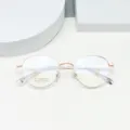 Round retro titanium alloy eyeglass frame 50 small frame retro glasses clear view. - Rose Gold